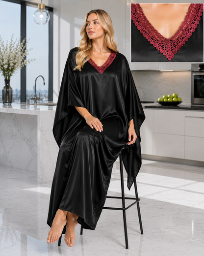 Up2date Fashion Women Kaftan Dresses Ethnic with Crochet Work & Batwing Sleeve Caftan Moo Moos Dress Beach Cover Up Maxi Loungewear