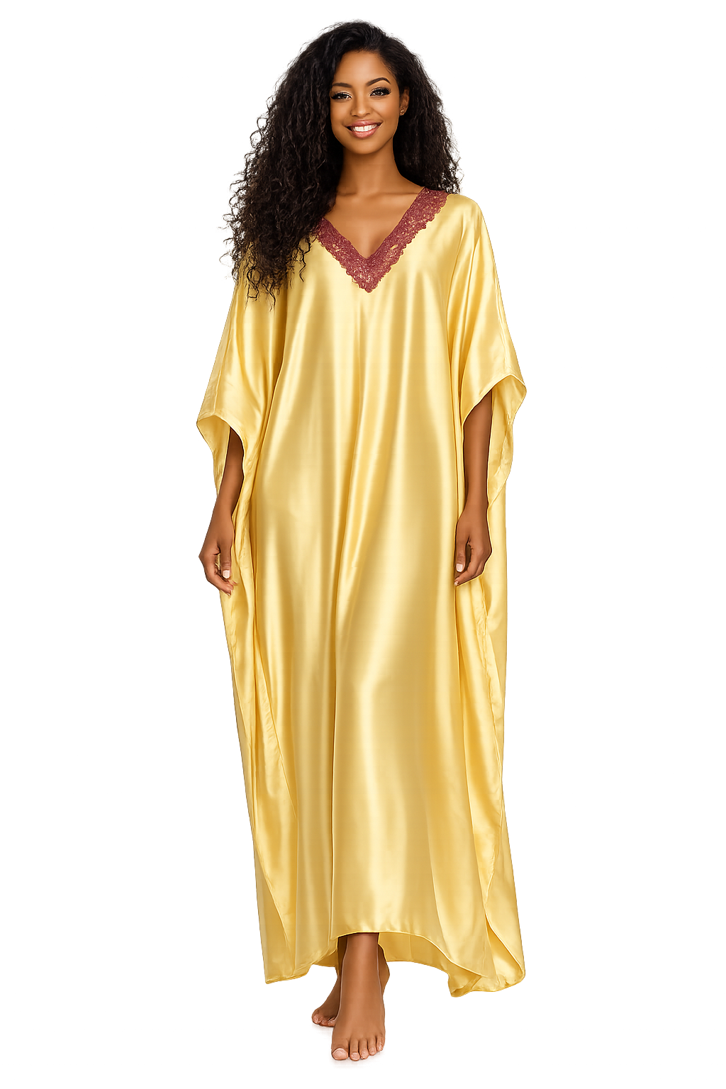 Up2date Fashion Women Kaftan Dresses Ethnic with Crochet Work & Batwing Sleeve Caftan Moo Moos Dress Beach Cover Up Maxi Loungewear