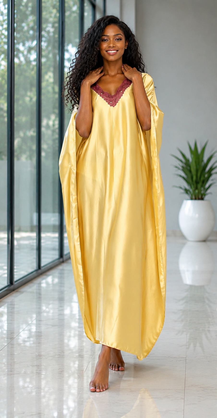 Up2date Fashion Women Kaftan Dresses Ethnic with Crochet Work & Batwing Sleeve Caftan Moo Moos Dress Beach Cover Up Maxi Loungewear