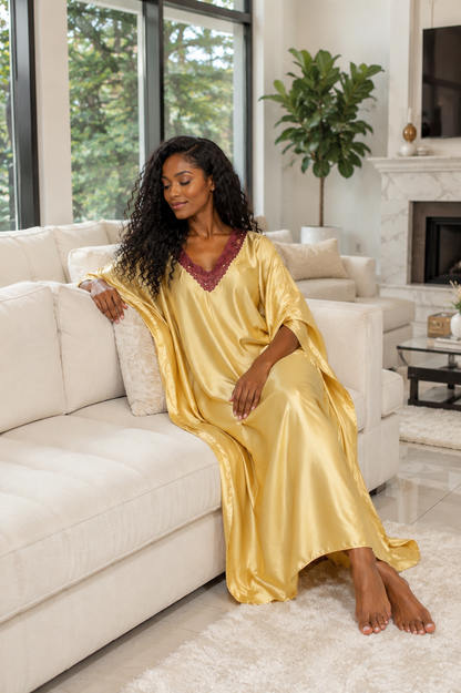 Up2date Fashion Women Kaftan Dresses Ethnic with Crochet Work & Batwing Sleeve Caftan Moo Moos Dress Beach Cover Up Maxi Loungewear