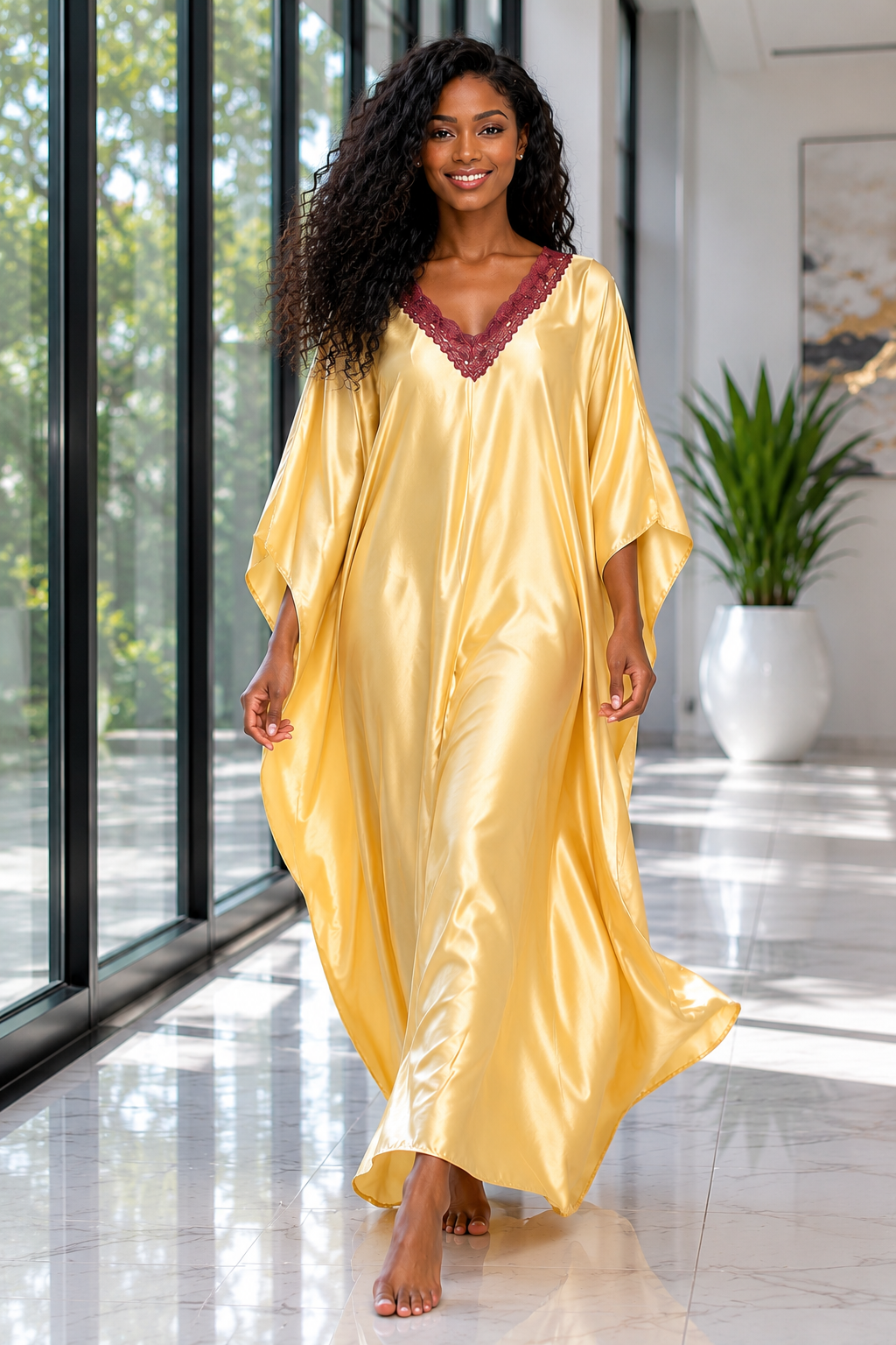 Up2date Fashion Women Kaftan Dresses Ethnic with Crochet Work & Batwing Sleeve Caftan Moo Moos Dress Beach Cover Up Maxi Loungewear