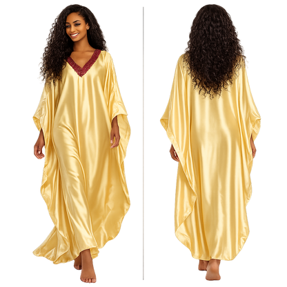 Up2date Fashion Women Kaftan Dresses Ethnic with Crochet Work & Batwing Sleeve Caftan Moo Moos Dress Beach Cover Up Maxi Loungewear