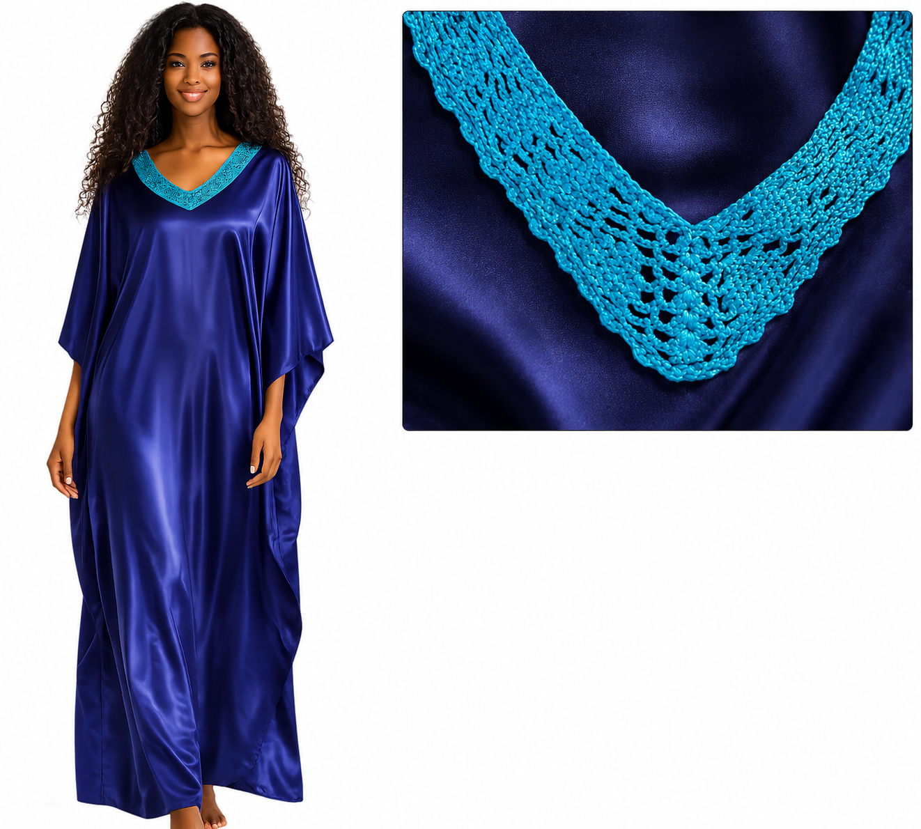 Up2date Fashion Women Kaftan Dresses Ethnic with Crochet Work & Batwing Sleeve Caftan Moo Moos Dress Beach Cover Up Maxi Loungewear
