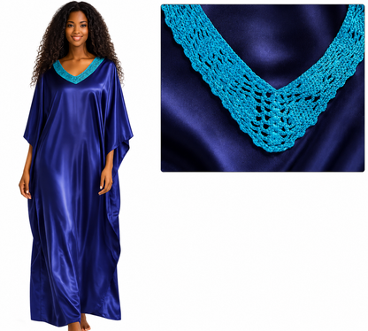 Up2date Fashion Women Kaftan Dresses Ethnic with Crochet Work & Batwing Sleeve Caftan Moo Moos Dress Beach Cover Up Maxi Loungewear