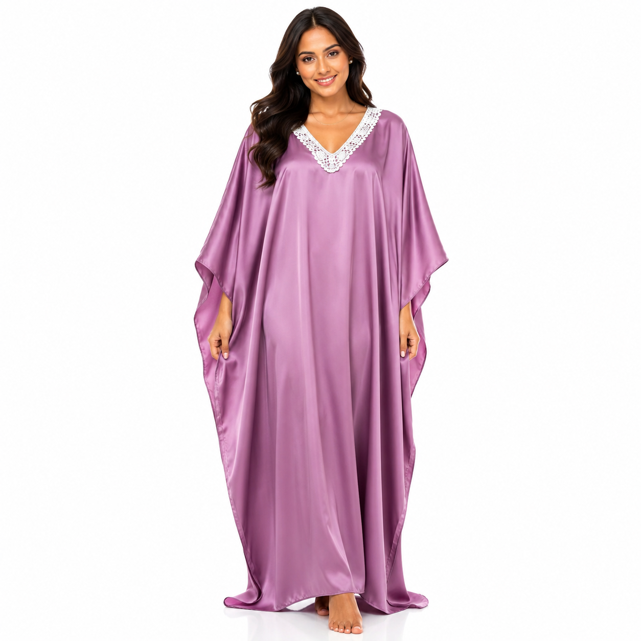 Up2date Fashion Women Kaftan Dresses Ethnic with Crochet Work & Batwing Sleeve Caftan Moo Moos Dress Beach Cover Up Maxi Loungewear