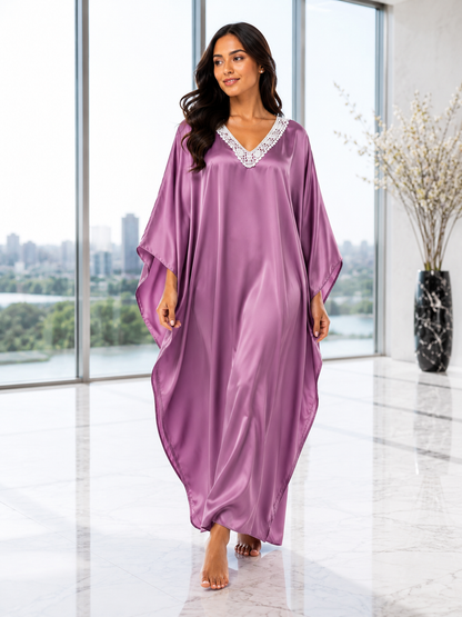 Up2date Fashion Women Kaftan Dresses Ethnic with Crochet Work & Batwing Sleeve Caftan Moo Moos Dress Beach Cover Up Maxi Loungewear