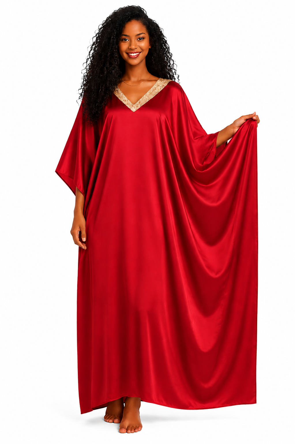 Up2date Fashion Women Kaftan Dresses Ethnic with Crochet Work & Batwing Sleeve Caftan Moo Moos Dress Beach Cover Up Maxi Loungewear