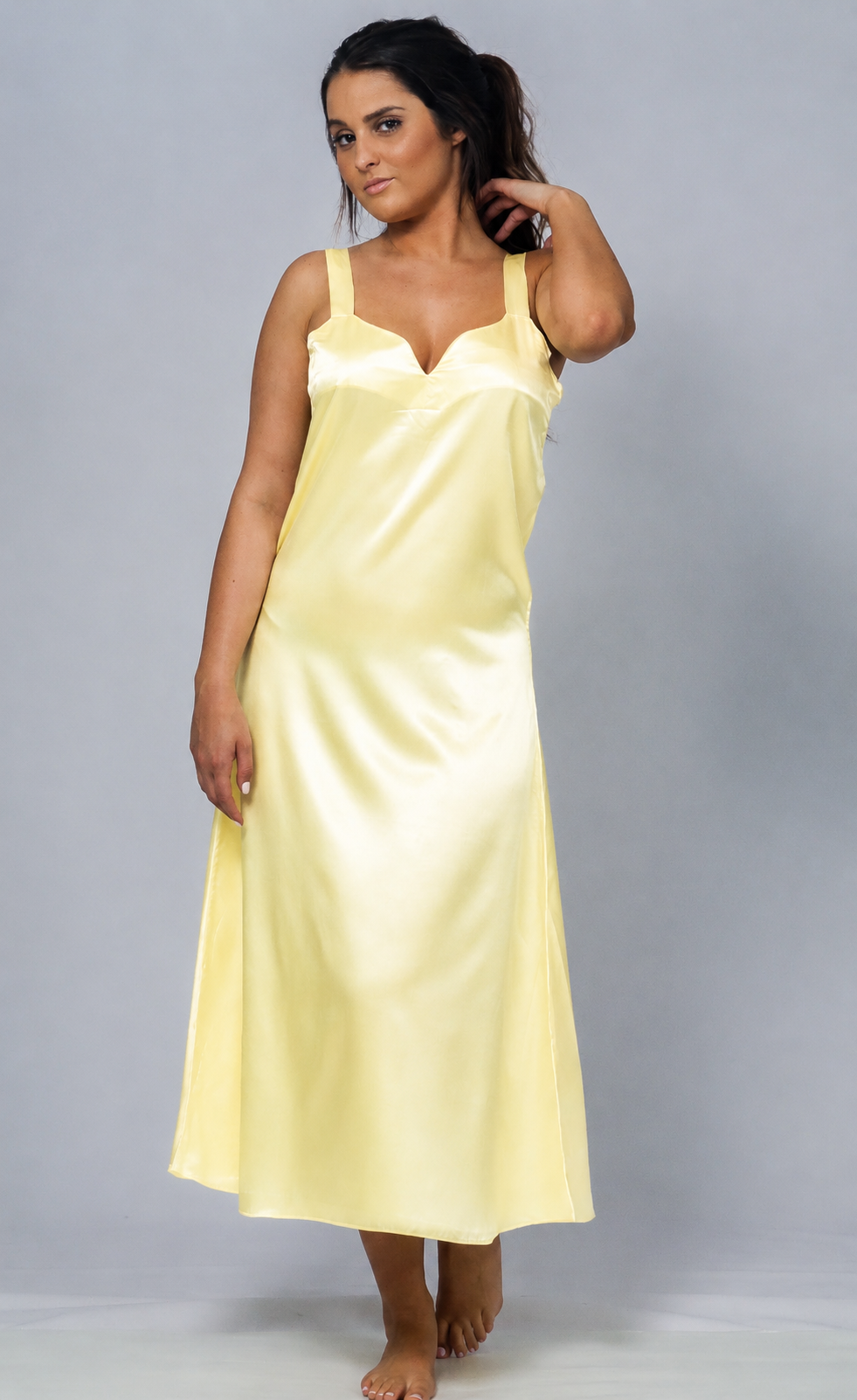 Up2date Fashion Silky Nightgown for Women Long Satin Slip Dress Nightdress Silky Vneck Wide Strap Chemise Soft Nightwear