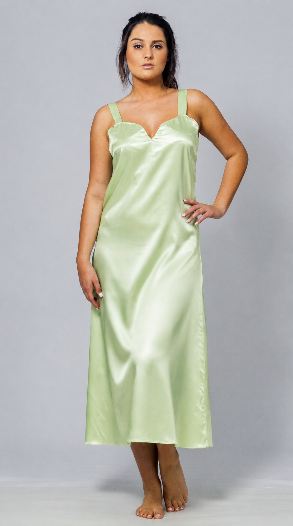 Up2date Fashion Silky Nightgown for Women Long Satin Slip Dress Nightdress Silky Vneck Wide Strap Chemise Soft Nightwear