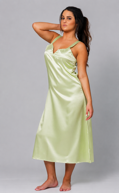 Up2date Fashion Silky Nightgown for Women Long Satin Slip Dress Nightdress Silky Vneck Wide Strap Chemise Soft Nightwear