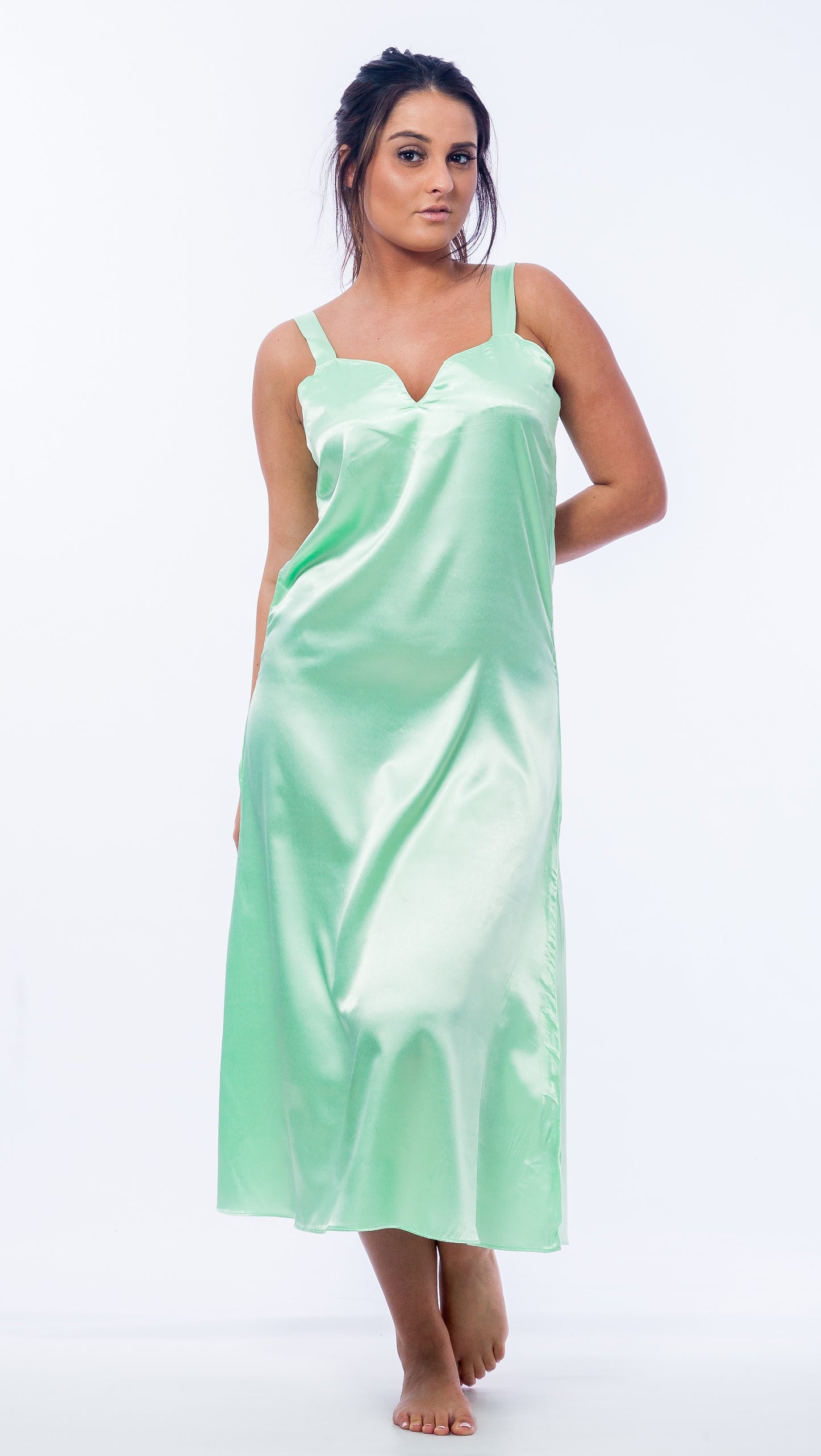 Up2date Fashion Silky Nightgown for Women Long Satin Slip Dress Nightdress Silky Vneck Wide Strap Chemise Soft Nightwear