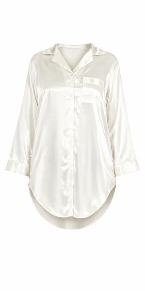 Women's Satin Nightgown Sleep Shirt Silky Button Down Nightshirt with Full Sleeves, V-Neck, Chest Pocket, Soft Loungewear