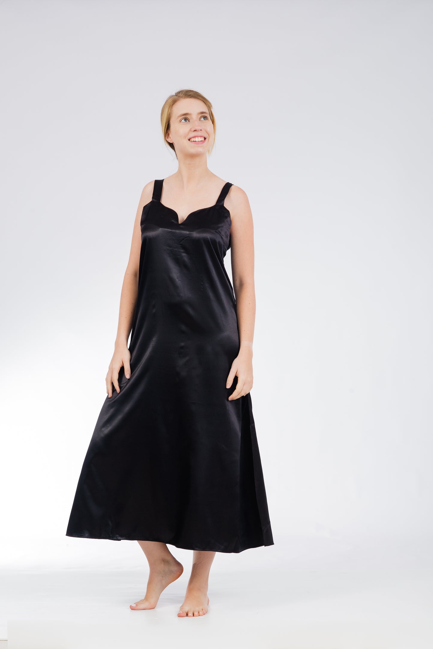 Up2date Fashion Silky Nightgown for Women Long Satin Slip Dress Nightdress Silky Vneck Wide Strap Chemise Soft Nightwear