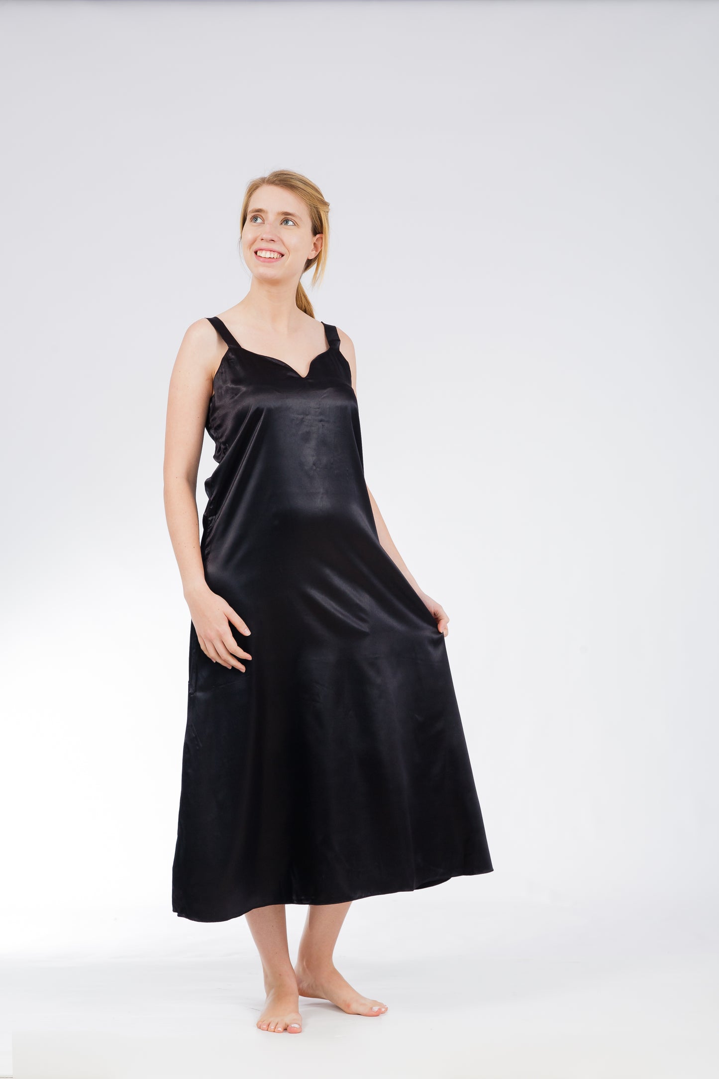 Up2date Fashion Silky Nightgown for Women Long Satin Slip Dress Nightdress Silky Vneck Wide Strap Chemise Soft Nightwear