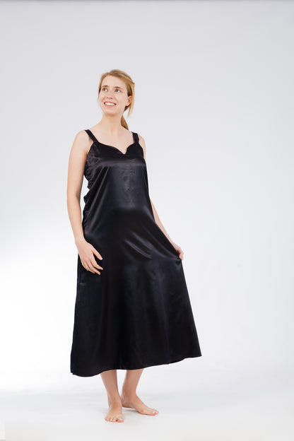 Up2date Fashion Silky Nightgown for Women Long Satin Slip Dress Nightdress Silky Vneck Wide Strap Chemise Soft Nightwear