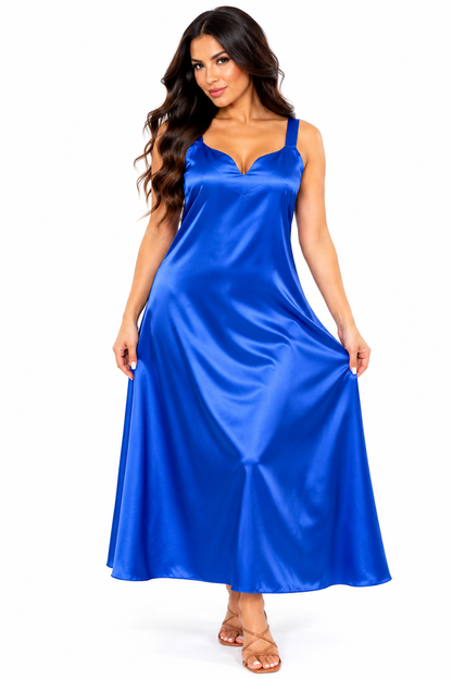Up2date Fashion Silky Nightgown for Women Long Satin Slip Dress Nightdress Silky Vneck Wide Strap Chemise Soft Nightwear