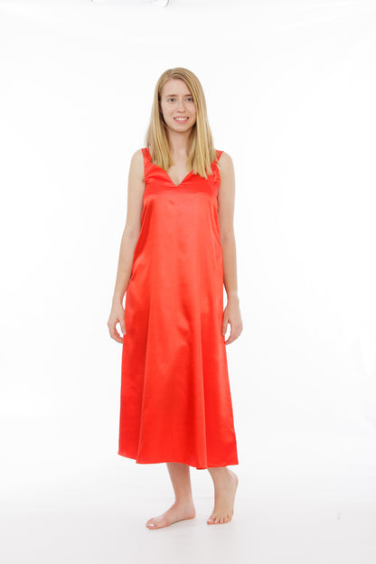 Up2date Fashion Silky Nightgown for Women Long Satin Slip Dress Nightdress Silky Vneck Wide Strap Chemise Soft Nightwear