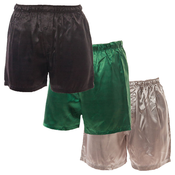 Men's Shorts / Boxers, Satin, 3-Piece Multicolor Combo Pack (MCS01-A)