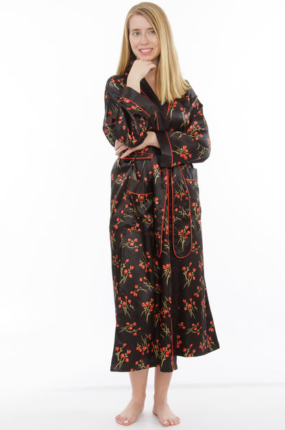 Up2date Fashion Long Satin Robes for Women with Full Sleeve Silk Bathrobe Full Length Sleepwear for Bridesmaids & Wedding Party Robes