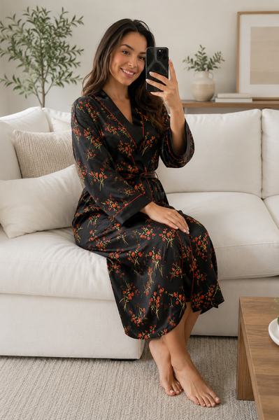Up2date Fashion Long Satin Robes for Women with Full Sleeve Silk Bathrobe Full Length Sleepwear for Bridesmaids & Wedding Party Robes