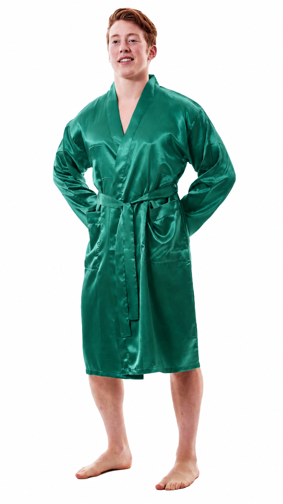 Up2date Fashion Men's Satin Lightweight Robe,Long Sleeve Silky Nightgown Loungewear