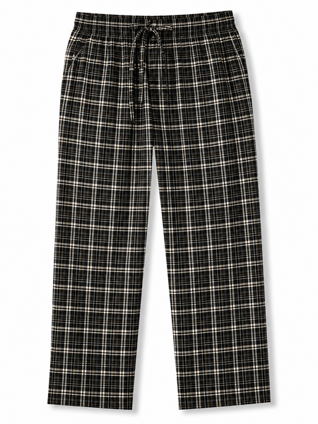 Men's Cotton Poplin Straight-Fit Pajama Pants with Pockets, Elastic Waist, Drawstring