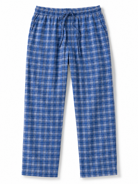 Men's Cotton Poplin Straight-Fit Pajama Pants with Pockets, Elastic Waist, Drawstring