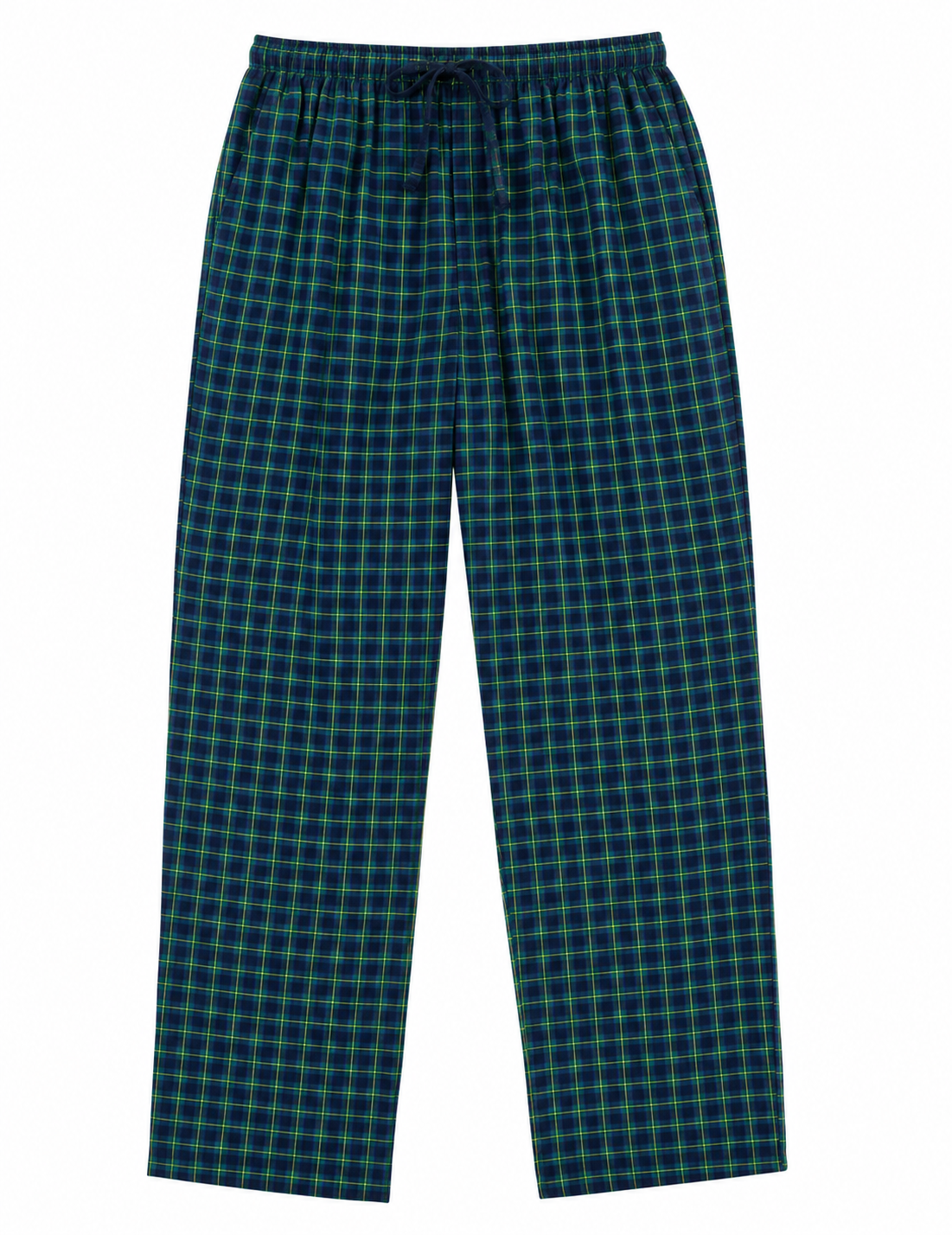 Men's Cotton Poplin Straight-Fit Pajama Pants with Pockets, Elastic Waist, Drawstring