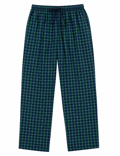 Men's Cotton Poplin Straight-Fit Pajama Pants with Pockets, Elastic Waist, Drawstring