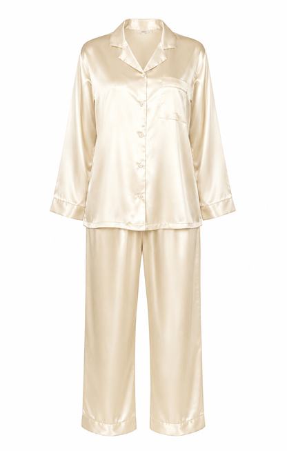Up2date Fashion Womens Silk Satin Pajamas Set Long Sleeve with Pants Button Down Sleepwear 2 Piece Lounge Set Pj Set