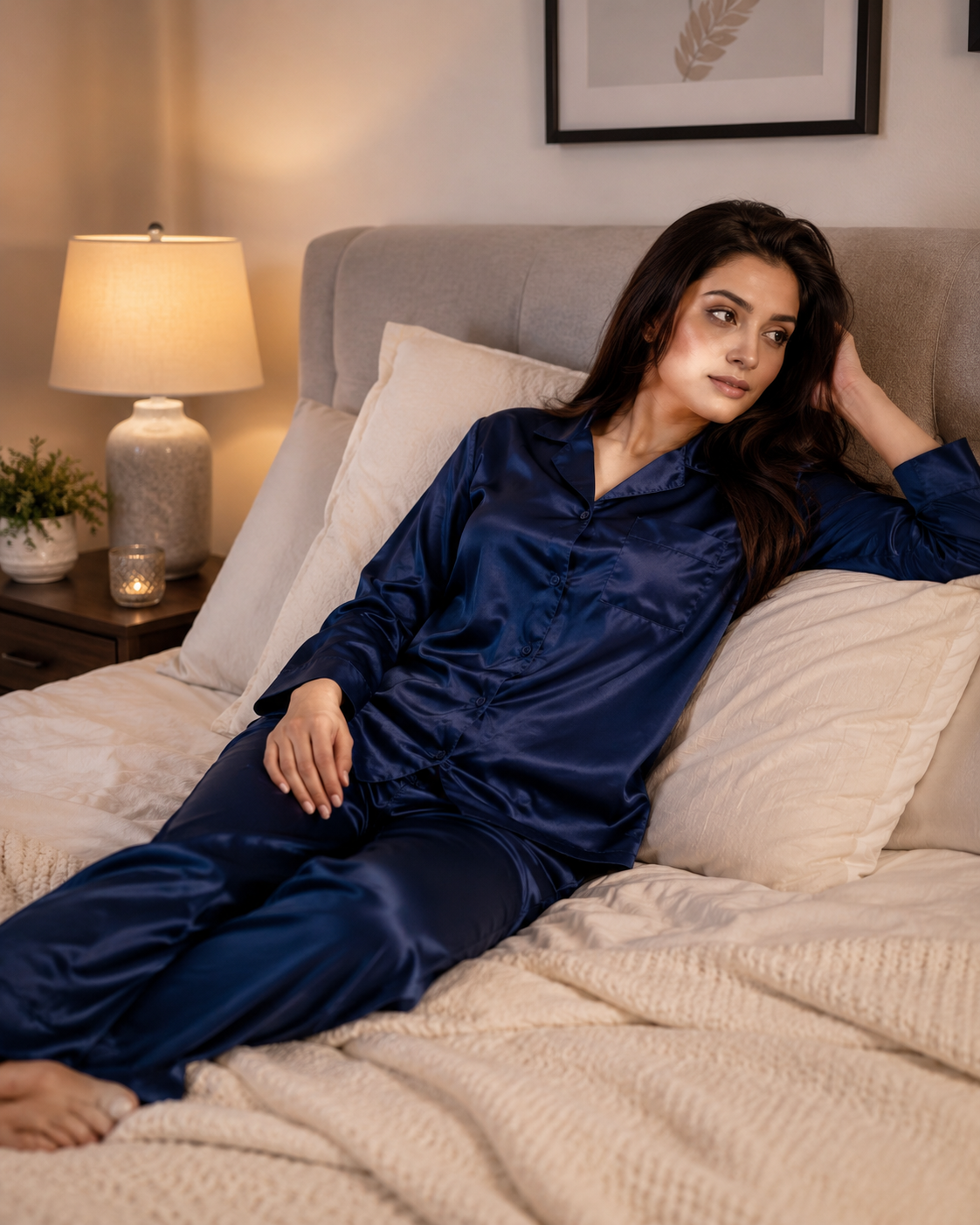 Up2date Fashion Womens Silk Satin Pajamas Set Long Sleeve with Pants Button Down Sleepwear 2 Piece Lounge Set Pj Set