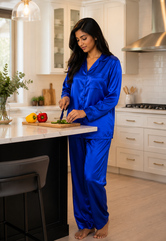 Up2date Fashion Womens Silk Satin Pajamas Set Long Sleeve with Pants Button Down Sleepwear 2 Piece Lounge Set Pj Set