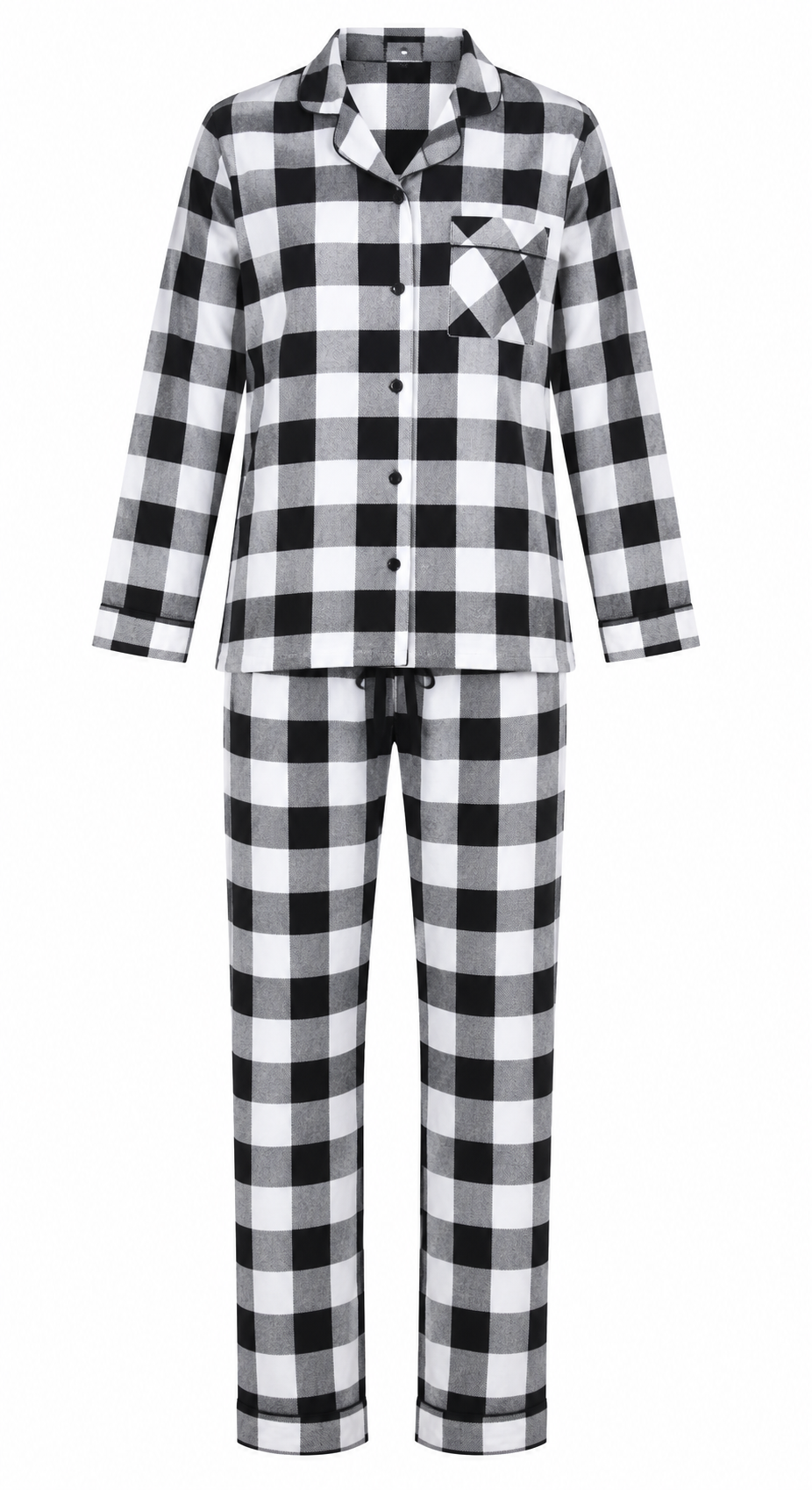 Up2date Fashion Women’s 100% Cotton Flannel Pajama Set, Full Sleeve Button Down PJs with Piping, Soft Warm Sleepwear
