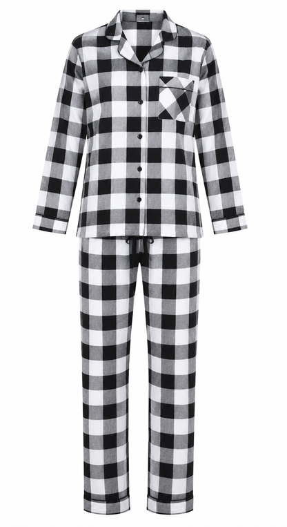 Up2date Fashion Women’s 100% Cotton Flannel Pajama Set, Full Sleeve Button Down PJs with Piping, Soft Warm Sleepwear