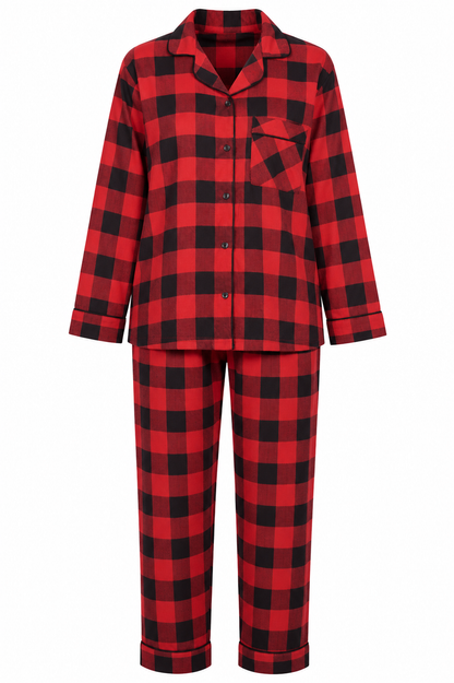 Up2date Fashion Women’s 100% Cotton Flannel Pajama Set, Full Sleeve Button Down PJs with Piping, Soft Warm Sleepwear