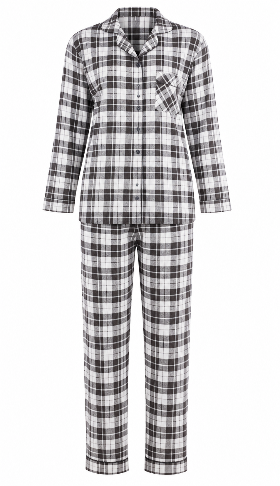 Up2date Fashion Women’s 100% Cotton Flannel Pajama Set, Full Sleeve Button Down PJs with Piping, Soft Warm Sleepwear