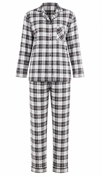 Up2date Fashion Women’s 100% Cotton Flannel Pajama Set, Full Sleeve Button Down PJs with Piping, Soft Warm Sleepwear