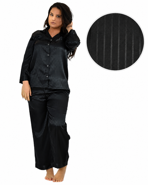 Women's Pajama Set / Pajamas / Pyjamas / PJs, Satin, Long Button-Down