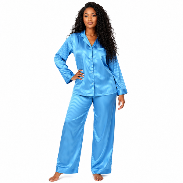 Women's Pajama Set / Pajamas / Pyjamas / PJs, Satin, Long Button-Down