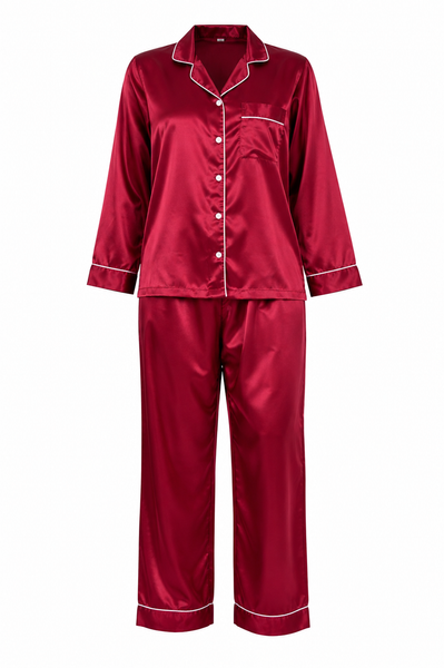 Women's Pajama Set / Pajamas / Pyjamas / PJs, Satin, Long Button-Down