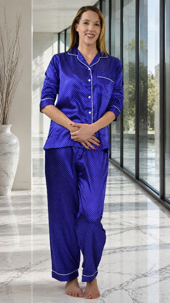 Women's Pajama Set / Pajamas / Pyjamas / PJs, Satin, Long Button-Down