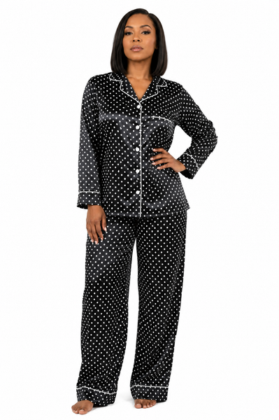Women's Pajama Set / Pajamas / Pyjamas / PJs, Satin, Long Button-Down