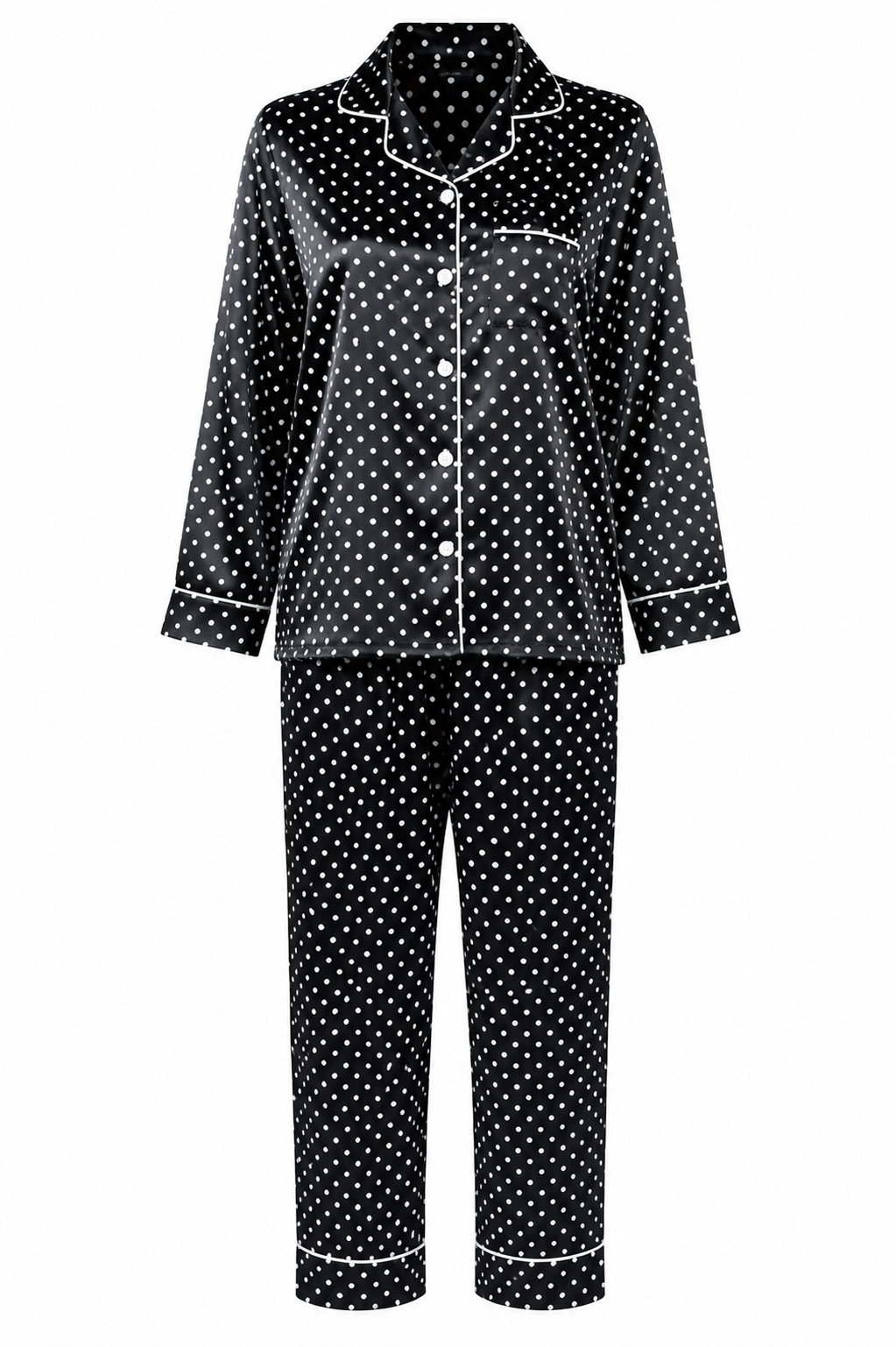 Women's Pajama Set / Pajamas / Pyjamas / PJs, Satin, Long Button-Down