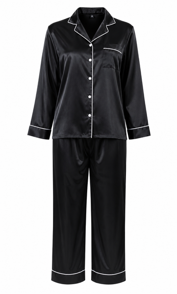 Women's Pajama Set / Pajamas / Pyjamas / PJs, Satin, Long Button-Down