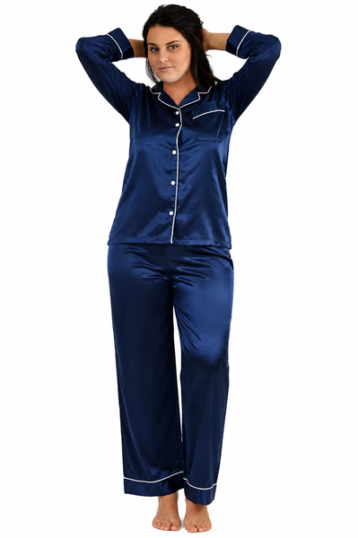 Women's Pajama Set / Pajamas / Pyjamas / PJs, Satin, Long Button-Down