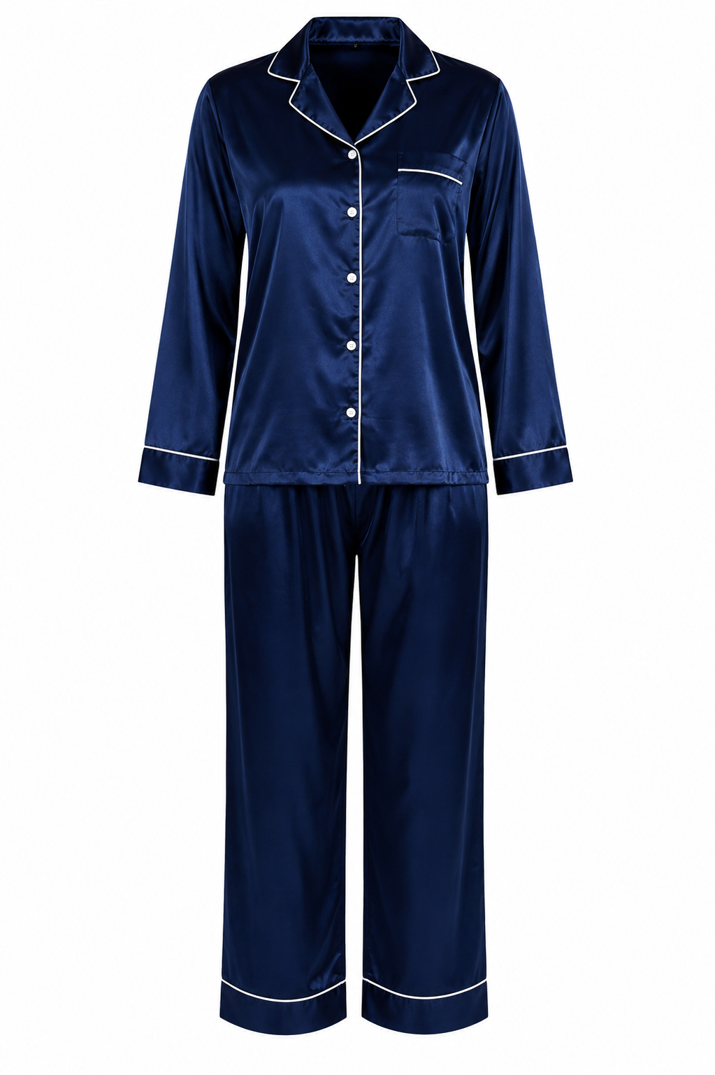 Women's Pajama Set / Pajamas / Pyjamas / PJs, Satin, Long Button-Down