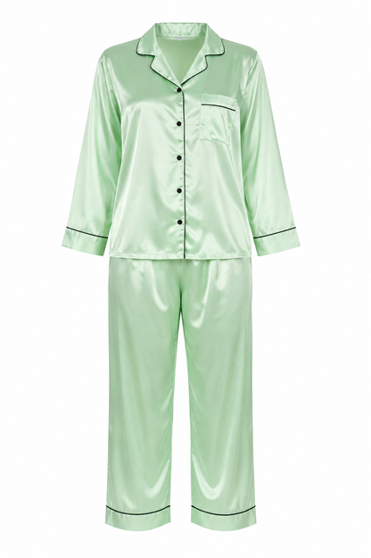 Women's Pajama Set / Pajamas / Pyjamas / PJs, Satin, Long Button-Down