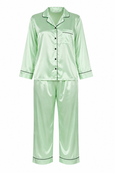 Women's Pajama Set / Pajamas / Pyjamas / PJs, Satin, Long Button-Down