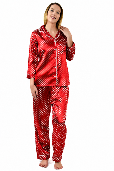 Women's Pajama Set / Pajamas / Pyjamas / PJs, Satin, Long Button-Down