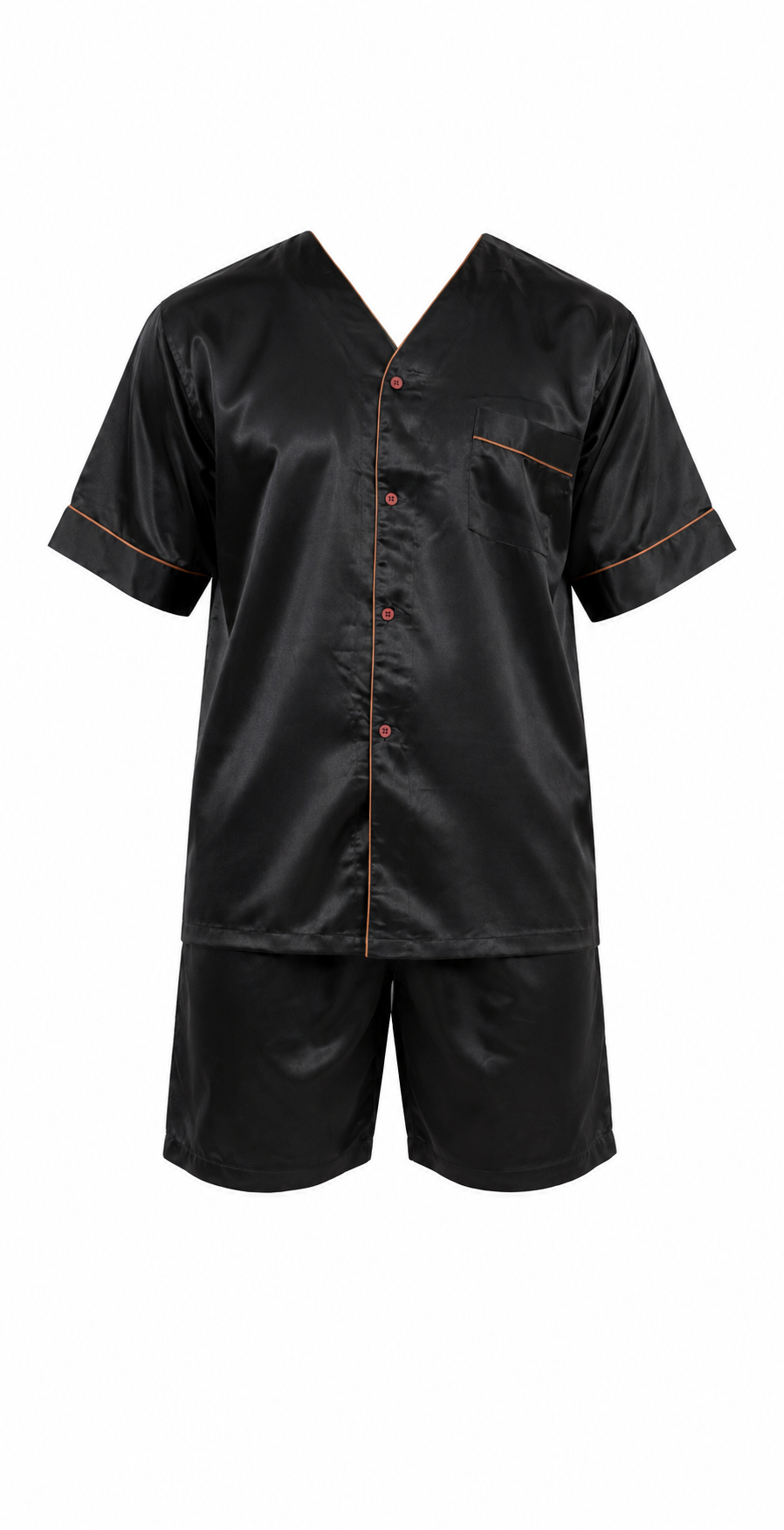 Men's Short Sleeve Silky Satin Pajama Set with Shorts 2 Piece PJ Loungewear